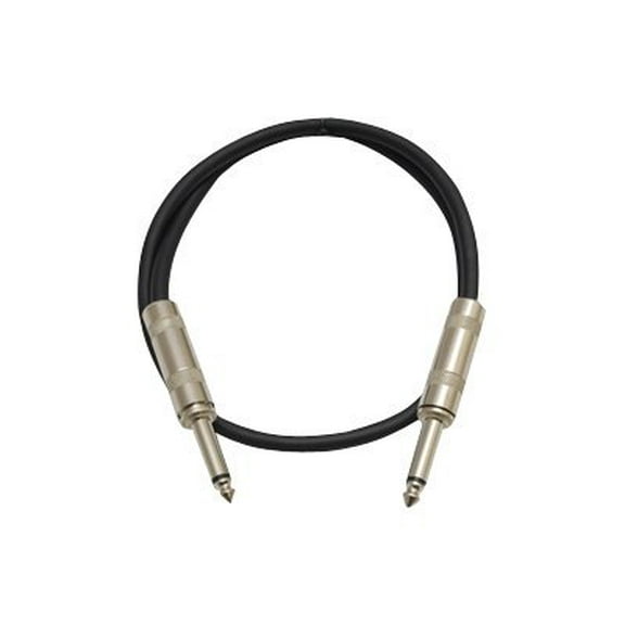 Seismic Audio - Black 1/4" TS 3' Patch Cable - Effects - Guitar - Instrument Black - SASTSX-3Black