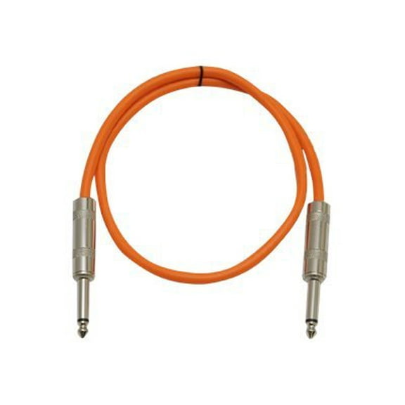 Seismic Audio - Orange 1/4" TS 3' Patch Cable - Effects - Guitar - Instrument Orange - SASTSX-3Orange