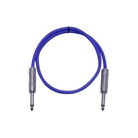 Seismic Audio - Purple 1/4" TS 3' Patch Cable - Effects - Guitar - Instrument Purple - SASTSX-3Purple