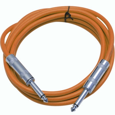 Seismic Audio - Orange 1/4" TS 6' Patch Cable - Effects - Guitar - Instrument Orange - SASTSX-6Orange
