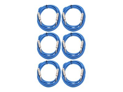 Seismic Audio  New 6 PACK Blue 1/4" TRS 10' Patch Cables Blue - SATRX-10Blue6