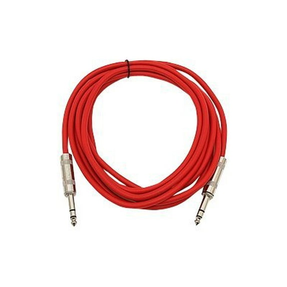 Seismic Audio - Red 1/4" TRS 10' Patch Cable - Effects Red - SATRX-10Red