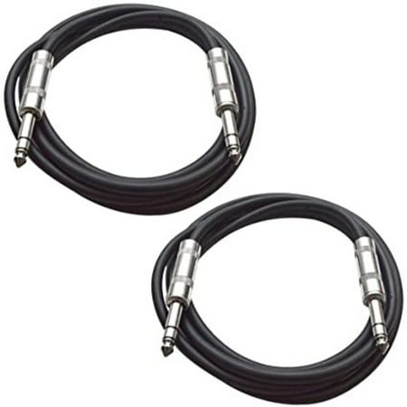 Seismic Audio SATRX-2 1/4" Heavy Duty Balance TRS Male to Male Electric Patch (Connector Computer Power Amplifier) Cord, Essential Interconnect, 2 Foot, 2 Pack, Music Audio Instrument Cables, Black