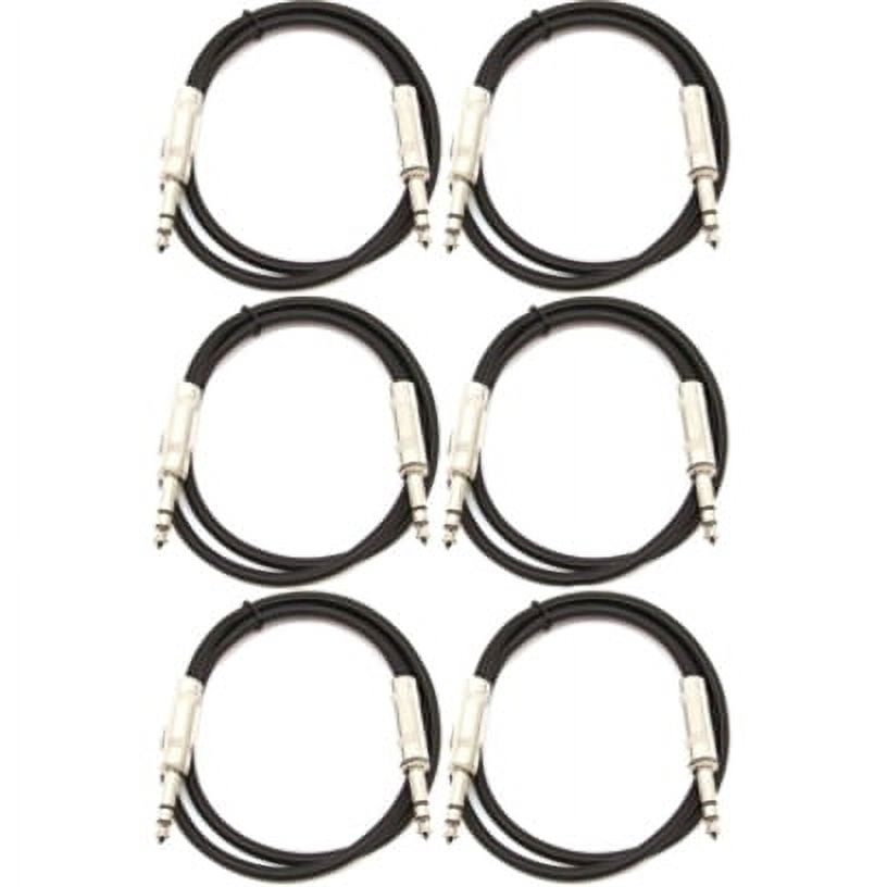 Seismic Audio SATRX-2, 6 Pack of Black 2 Foot TRS Patch Cables