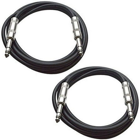 Seismic Audio SATRX-6 1/4" Heavy Duty Balance TRS Male to Male Electric Patch (Connector Computer Power Amplifier) Cord, Essential Interconnect, 6 Foot, Pack of 2 Audio Instrument Cables, Black