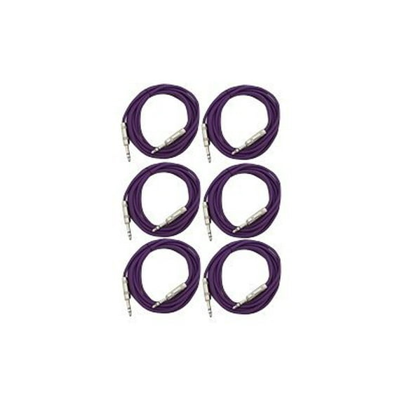 Seismic Audio - 6 PACK Purple 1/4" TRS 6' Patch Cables Purple - SATRX-6Purple6