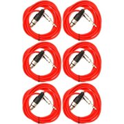 Seismic Audio SATRXL-F6, 6 Pack of Red 6' XLR Female to TRS Patch Cables