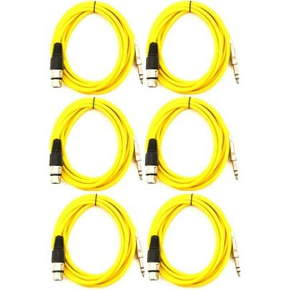 Seismic Audio SATRXL-F6, 6 Pack of Yellow 6' XLR Female to TRS Patch Cables