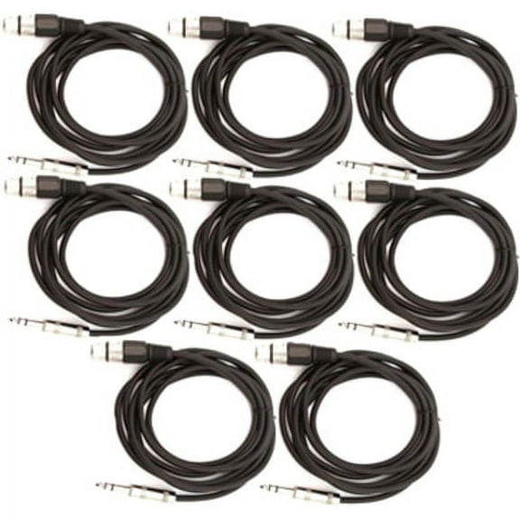 Seismic Audio SATRXL-F6, 8 Pack of Black 6' XLR Female to TRS Patch Cables