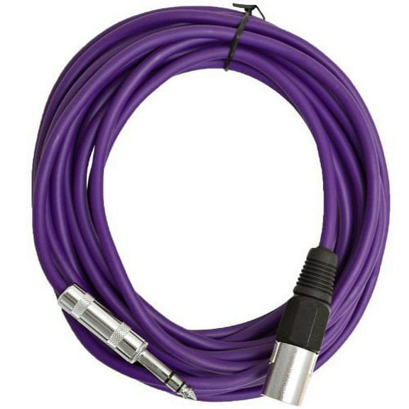 Seismic Audio - SATRXL-M25Purple - 25 Foot Purple XLR Male to 1/4 Inch TRS Patch Cable Snake Cords - Balanced