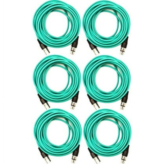 Seismic Audio SAXLX-25, 6 Pack of Green 25 Foot XLR Microphone Cables