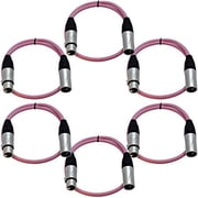 Seismic Audio - SAXLX-2Pink-6Pack - 6 Pack of 2 Foot Pink XLR Patch Cables Mic Cords - 3 Pin XLR Male to XLR Female Microphone Cables - 2