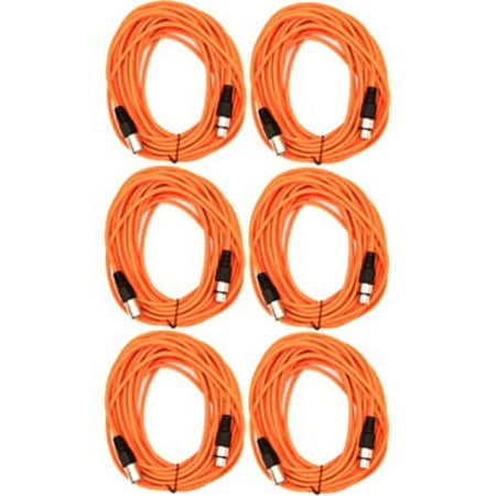 Seismic Audio SAXLX-50, 6 Pack of Orange 50 Foot XLR Microphone Cables
