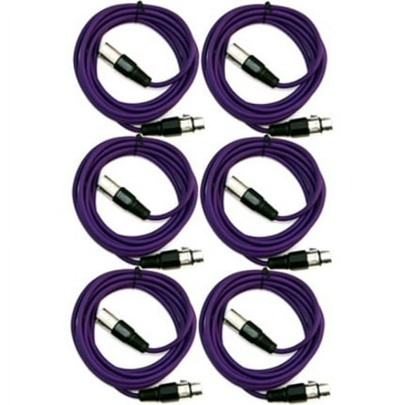 Seismic Audio SAXLX-6, 6 Pack of Purple 6 Foot XLR Patch Cables