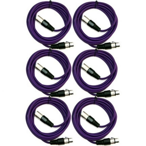 Seismic Audio SAXLX-6, 6 Pack of Purple 6 Foot XLR Patch Cables