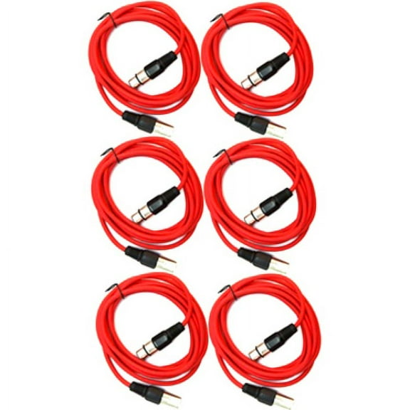 Seismic Audio SAXLX-6, 6 Pack of Red 6 Foot XLR Patch Cables