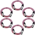 thumbnail image 1 of Seismic Audio - SAXLX-6Pink-6Pack - 6 Pack of 6 Foot Pink XLR Patch Cables Mic Cords - 3 Pin XLR Male to XLR Female Microphone Cables - 6', 1 of 4