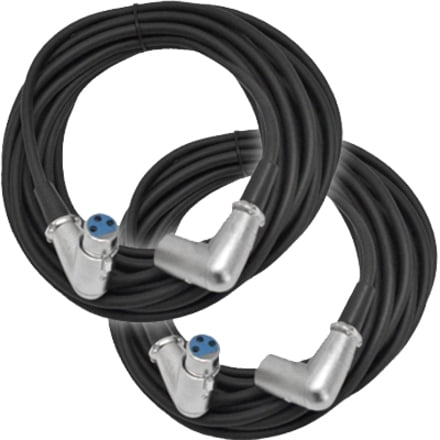 Seismic Audio SAXRA25, XLR Right Angle Microphone Cable (2 Pack)