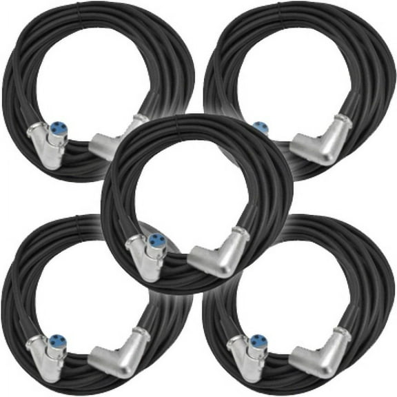 Seismic Audio SAXRA25, XLR Right Angle Microphone Cable (5 Pack)
