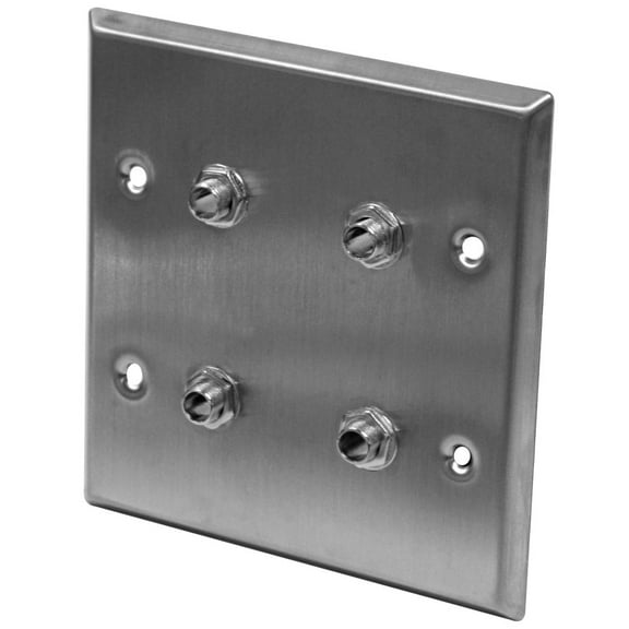 Seismic Audio  - Stainless Steel Wall Plate - 2 Gang - Four 1/4" TS Mono Jacks Silver - SA-PLATE23