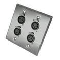 thumbnail image 1 of Seismic Audio  Stainless Steel Wall Plate - 2 Gang with 4 XLR Female Connectors Silver - SA-PLATE29, 1 of 3