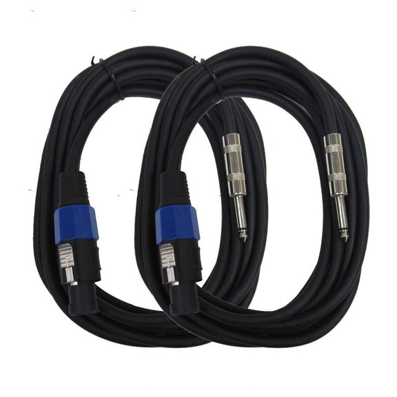 Seismic Audio  - Two Pack of Speakon to 1/4" Speaker Cables 15' NEW Pro Audio Black - SASPT14-15-TwoPack
