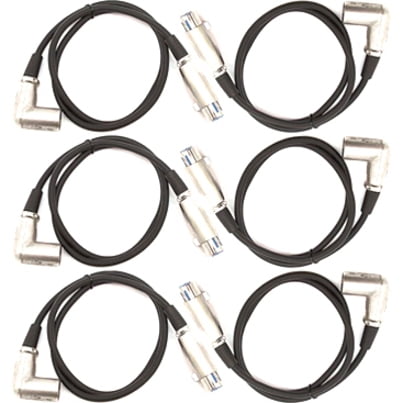 Seismic Audio XLRRS2, 6 Pack 3' XLR Female to Right Angle Male Patch Cables