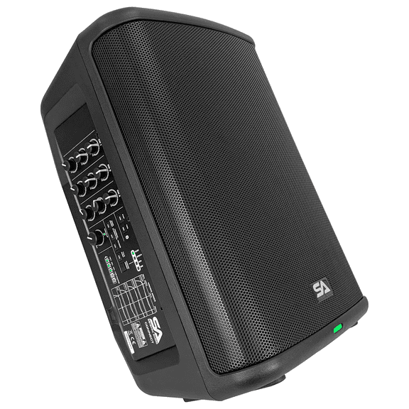 Seismic Connect - Powered 8 Inch Portable 2-Way Compact PA Speaker with Rechargeable Battery - All-In-One PA System