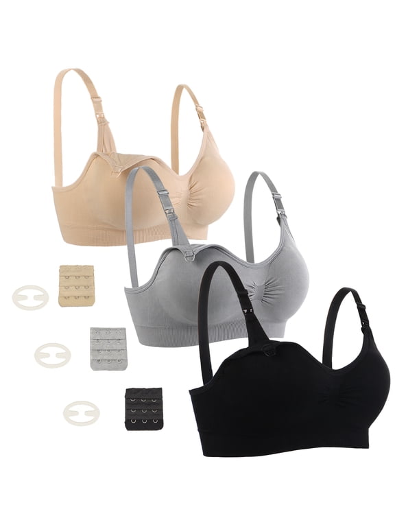 3 Pack Maternity Nursing Bra for Breastfeeding Seamless Wireless Bras Sleep Bralette for Women L
