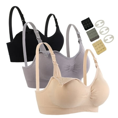 luopital 3 Pack Maternity Nursing Bra for Breastfeeding Seamless Wireless Bras Sleep Bralette for Women L