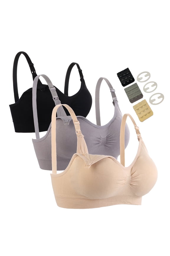 3 Pack Maternity Nursing Bra for Breastfeeding Seamless Wireless Bras Sleep Bralette for Women M