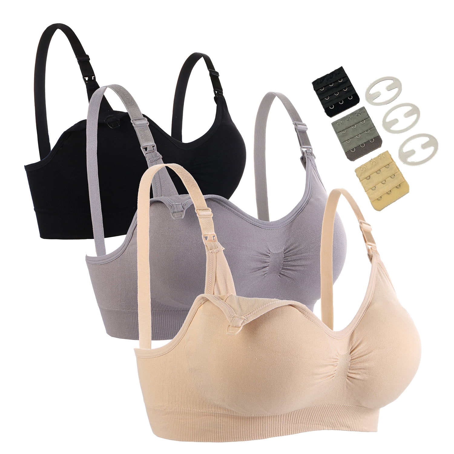 Seitop 3-Pack Seamless Maternity Nursing Bras, Wireless Sleep Bralette ...