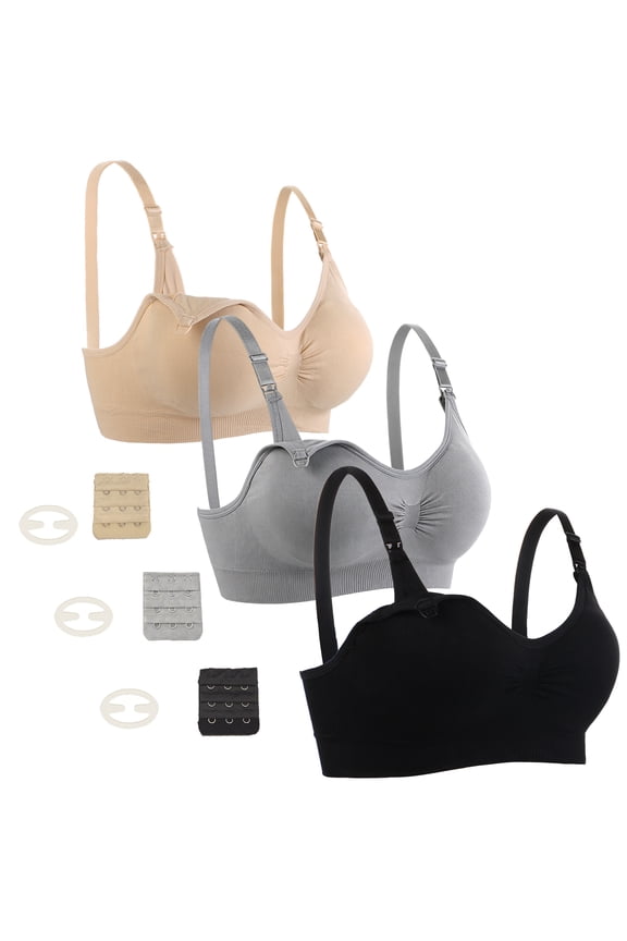 3 Pack Maternity Nursing Bra for Breastfeeding Seamless Wireless Bras Sleep Bralette for Women S