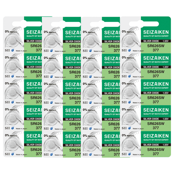 Seizaiken 377 SR626SW 1.55V 0%Hg Silver Oxide Watch Battery (20 Batteries)
