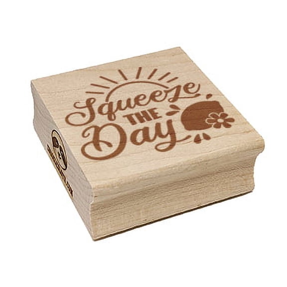 Seize Squeeze the Day Lemonade Pun Square Rubber Stamp Stamping Scrapbooking Crafting - Medium 1.75in