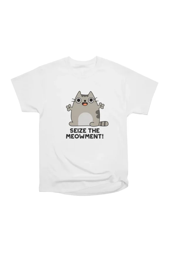 Seize The Meowment Cute Positive Cat Pun T-Shirt Tee Gift For Him Merch For Her Apparel Fo