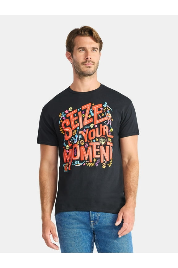 Disney Pixar Coco Men's and Big Men's Seize Your Moment Cotton Graphic Tee, Sizes S-3XL