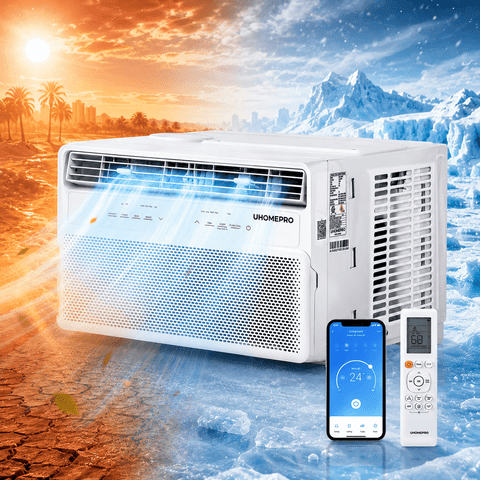 Inverter Window Air Conditioner, 10000BTU Fast Cooling Window AC Unit with Energy Saver, Sleep Mode, 4-Way Airflow, 24H Timer, for Bedroom Apartment up to 450 Sq.Ft