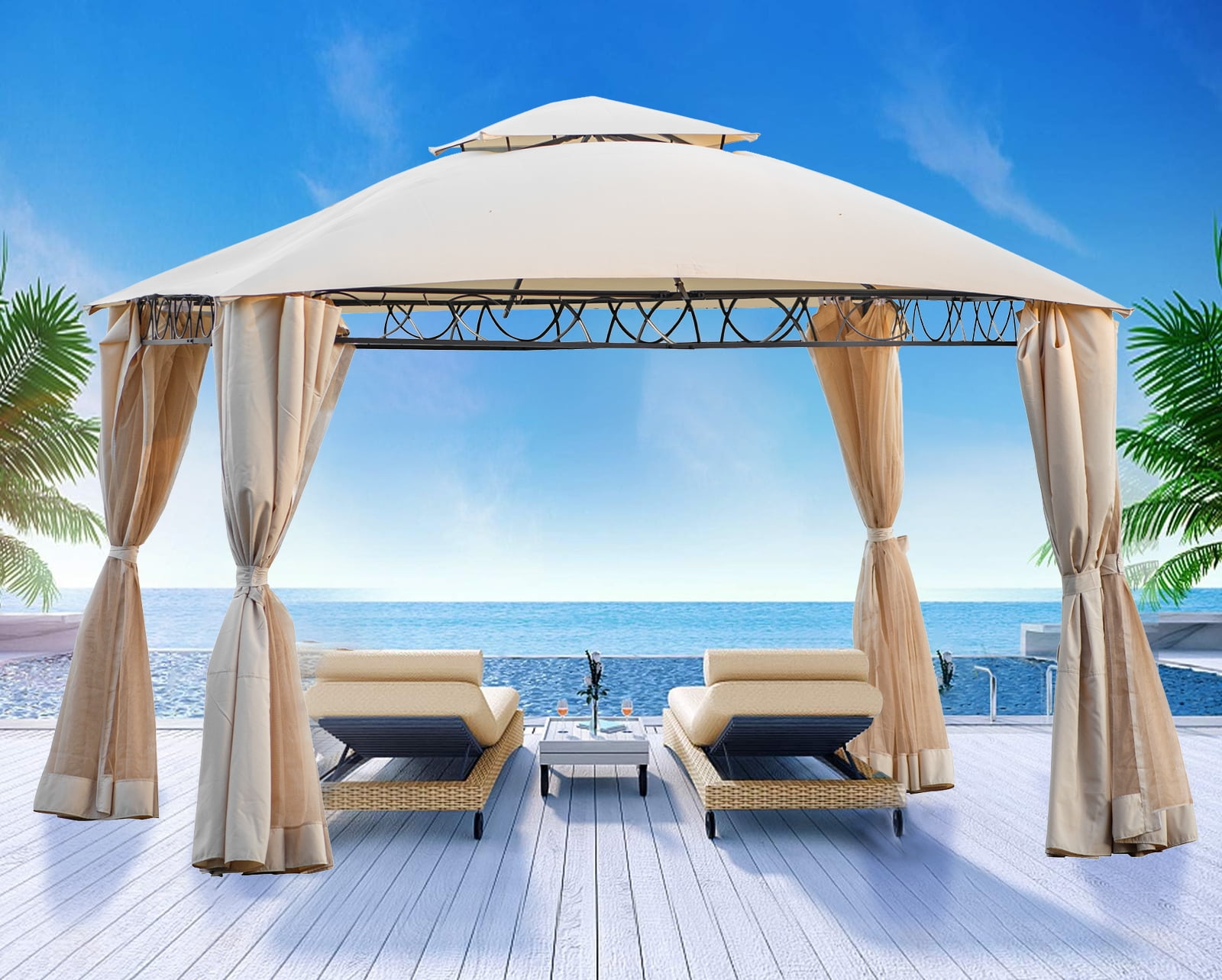 Seizeen 12x11ft Outdoor Gazebo with Waterproof Netting Mesh