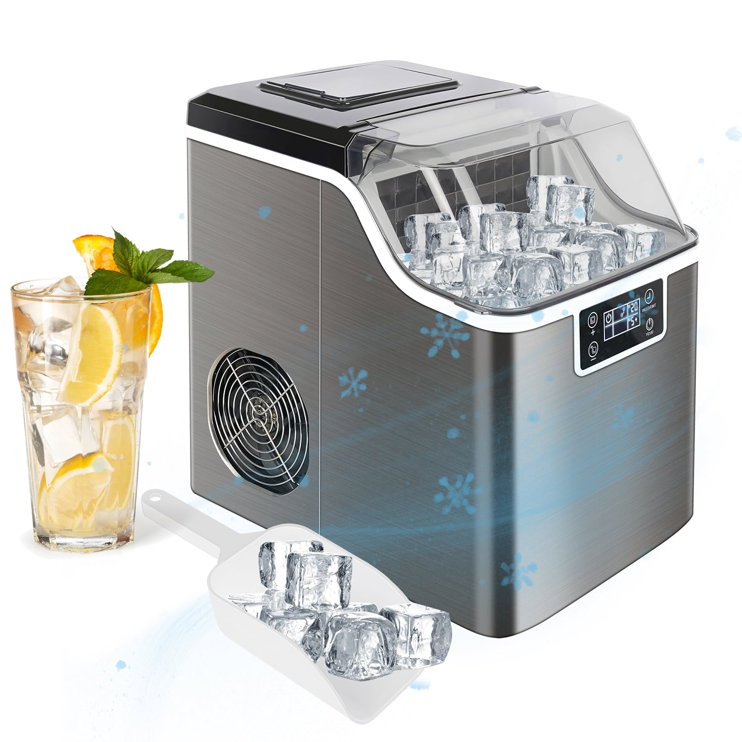 Seizeen 13Min Quick Ice Maker Countertop, Stainless Steel Portable Ice