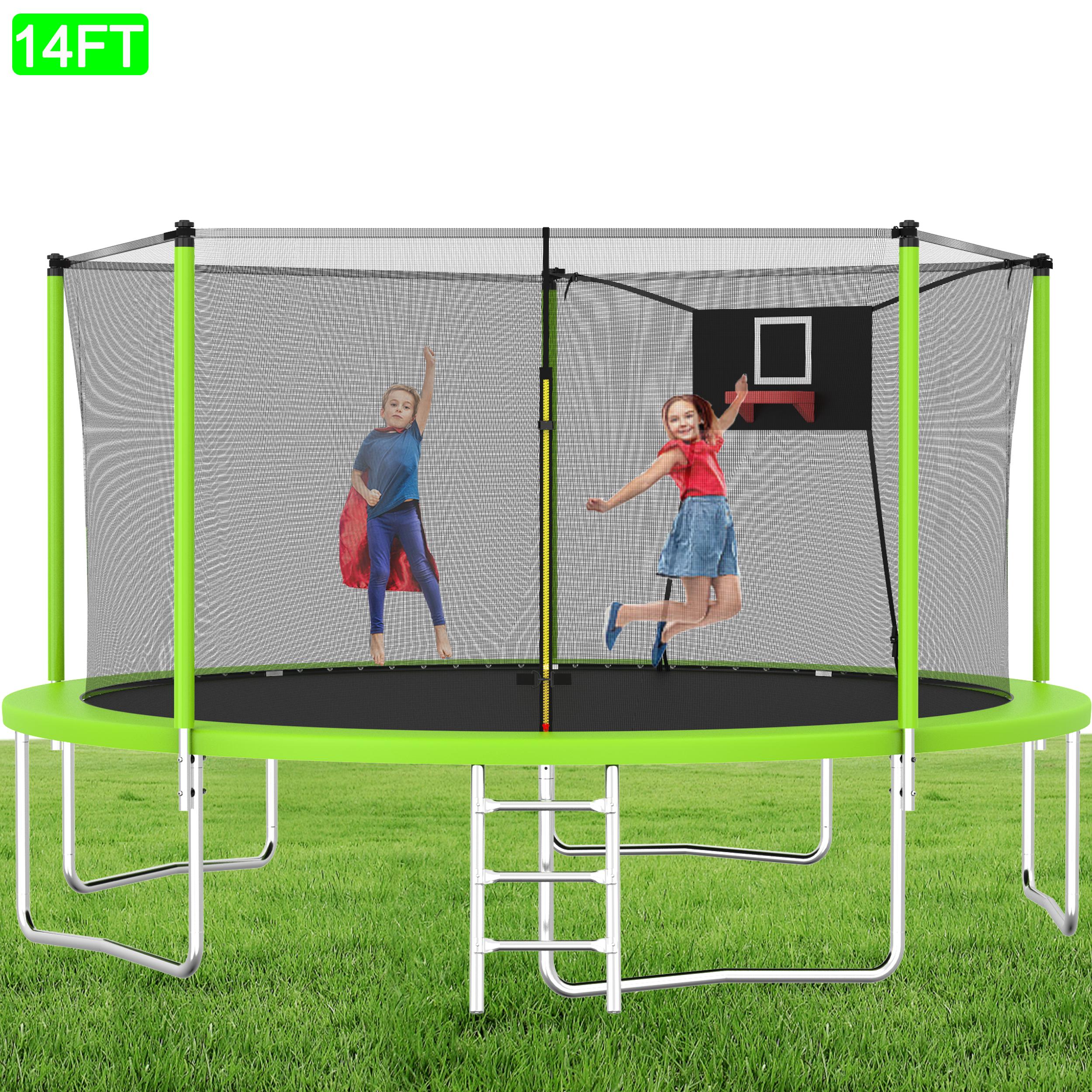 Seizeen 14FT Kids Trampoline W/Hoop HeavyDuty Round Trampoline with