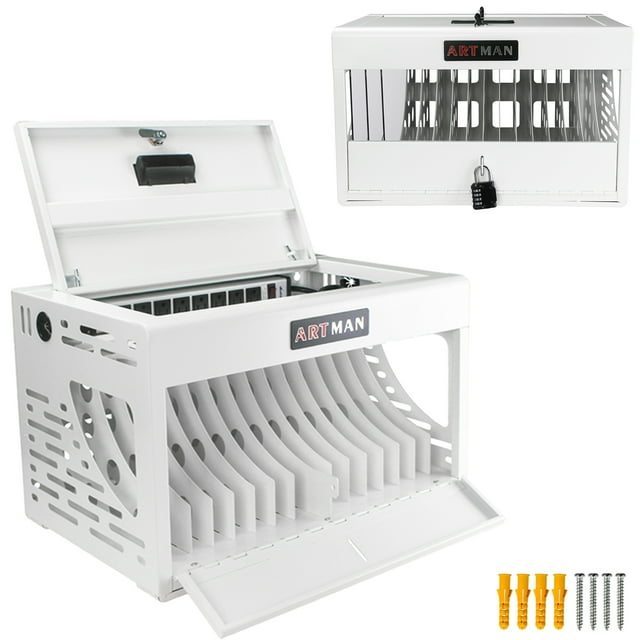 Seizeen 16Device Charging Storage Cart, Portable Metal Charging and