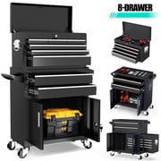 Seizeen 2-IN-1 Tool Chest & Cabinet, Large Capacity 8-Drawer Rolling Tool Box Organizer with Wheels Lockable, Black