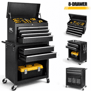 Seizeen 2-IN-1 Tool Chest & Cabinet, Large Capacity 8-Drawer Rolling Tool Box Organizer with Wheels Lockable, Black