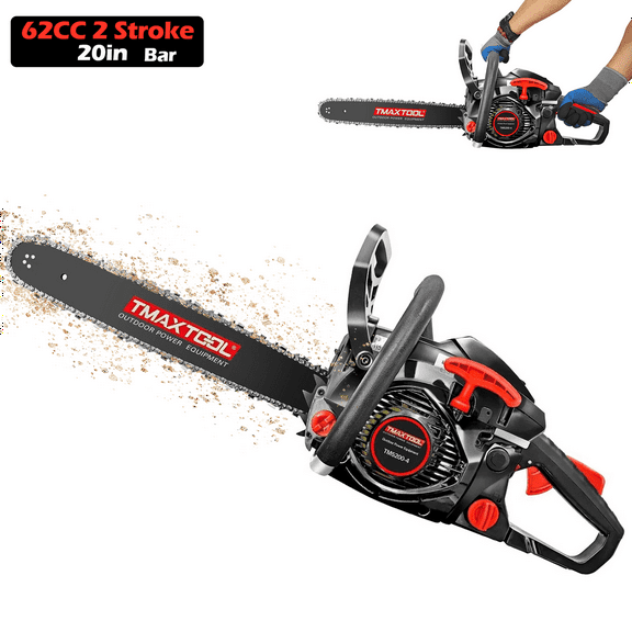 Seizeen 20in Gas Chainsaw, Cordless Chainsaw w/62CC 2-Stroke Engine, Tree Farm Pruning Power Chain Saw 3.4HP Max Speed 10,000RPM