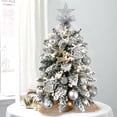 thumbnail image 1 of Tabletop Christmas Tree, Pre-lit Mini Christmas Tree  with Light String, Small Xams Flocked Artificial Tree with Rich Ornaments, Balls, Gold Pinecones, Bow, Silver Star, for Desk Room  Bedroom, 1 of 8