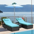 thumbnail image 1 of Seizeen 3 PCS Lounge Chair Set, Outdoor PE Rattan Adjustable Chaise Lounge Sets with Table for Poolside Deck Patio, 2 Set, Blue Cushions, 1 of 8