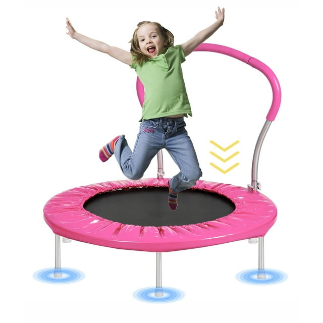 Seizeen 36'' Small Kids Trampoline, Toddler Trampoline Foldable Rebounder with Handle, Mini Trampoline for Indoor Outdoor, Gift for 3-7 Years Boys and Girls