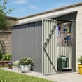 thumbnail image 1 of Seizeen 4' x 8' Shed, Lean to Storage Shed w/Floor Frame, Lockable Garden Tool Storage Shed Wall Side Design, Outdoor Patio Shed Space-saving, 2 Air Vents, Padlock, 1 of 9