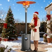 Seizeen 50000 BTU Propane Patio Heater w/ Overheating Protection System, Stainless Steel Heavy Duty Heater with 20' Heating Radius, Newest Flame Heater w/ Wheels, Sliver&Gray